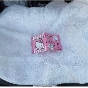 Hello Kitty Pink Tag White Plush Bath Mat